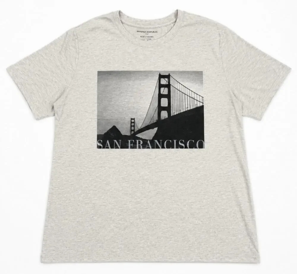 Banana Republic San Francisco Golden Gate Bridge Graphic T Shirt Mens XL Gray